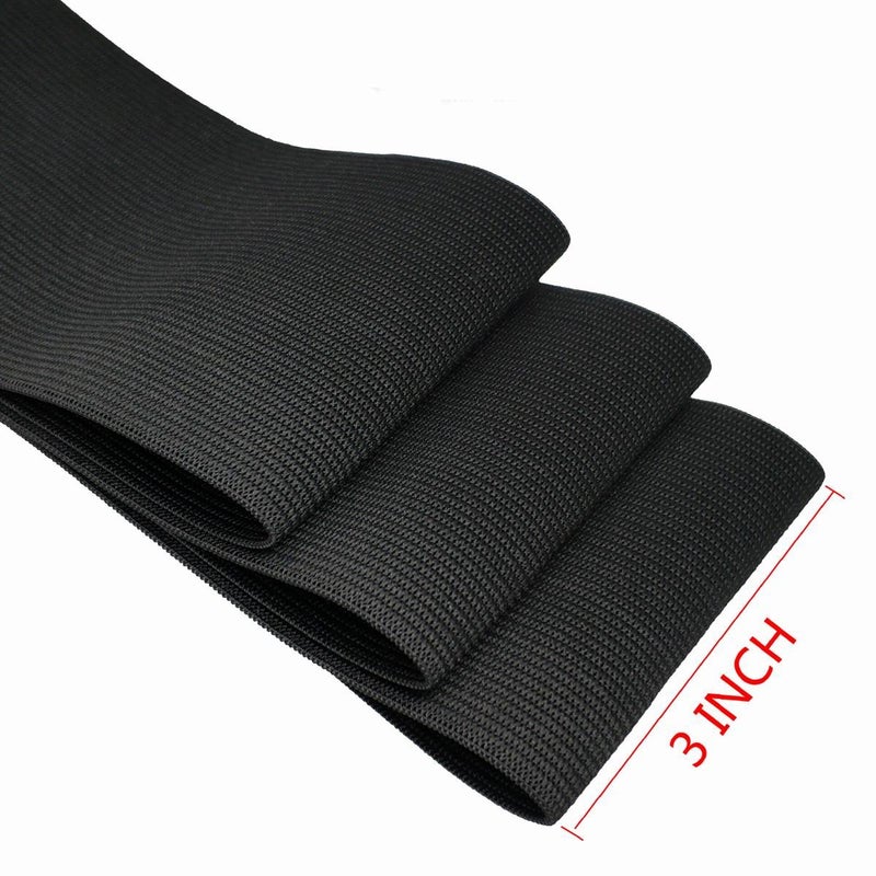 CISONE Knit Elastic 3 Inch Wide Black Heavy Stretch High Elasticity Knit Elastic Band 3 Yards - Image 2